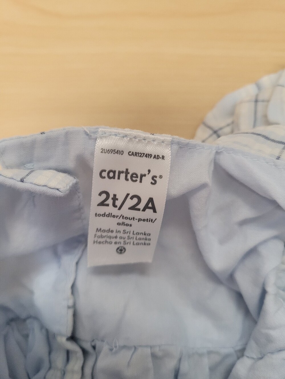 Carter's Light Blue Windowpane Ruffle-Sleeve Dress - Picture 5 of 5